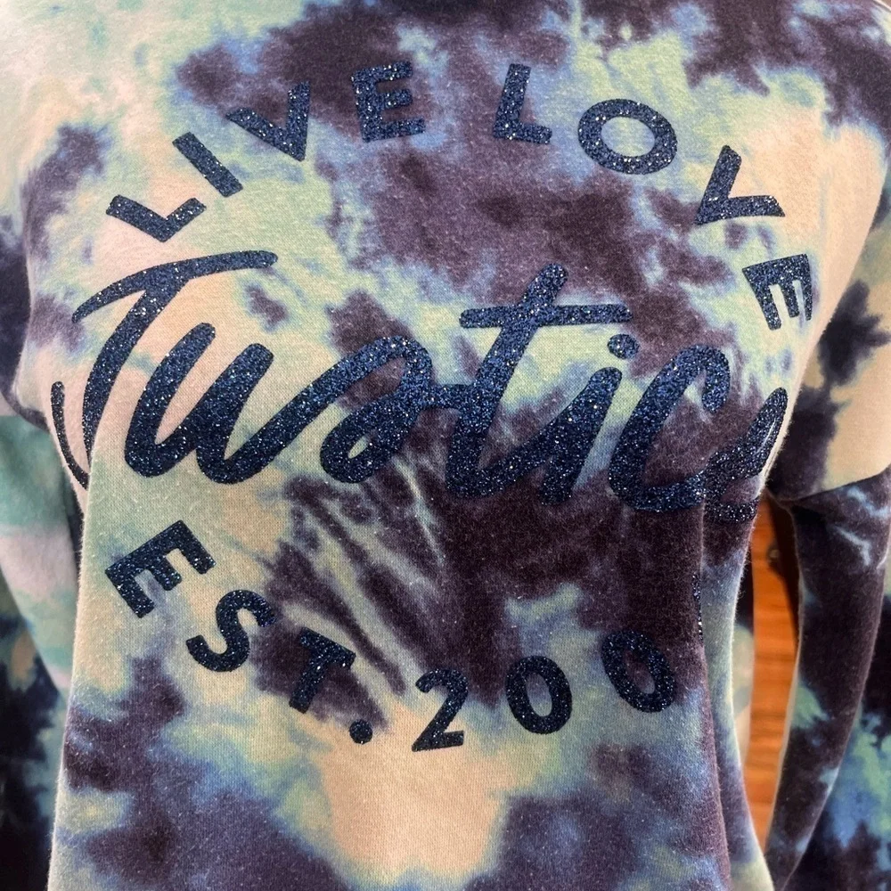 5 FOR $20 Justice Blue Tie Dye Glitter Hoodie Sweatshirt Big Girls Kids Sz Large